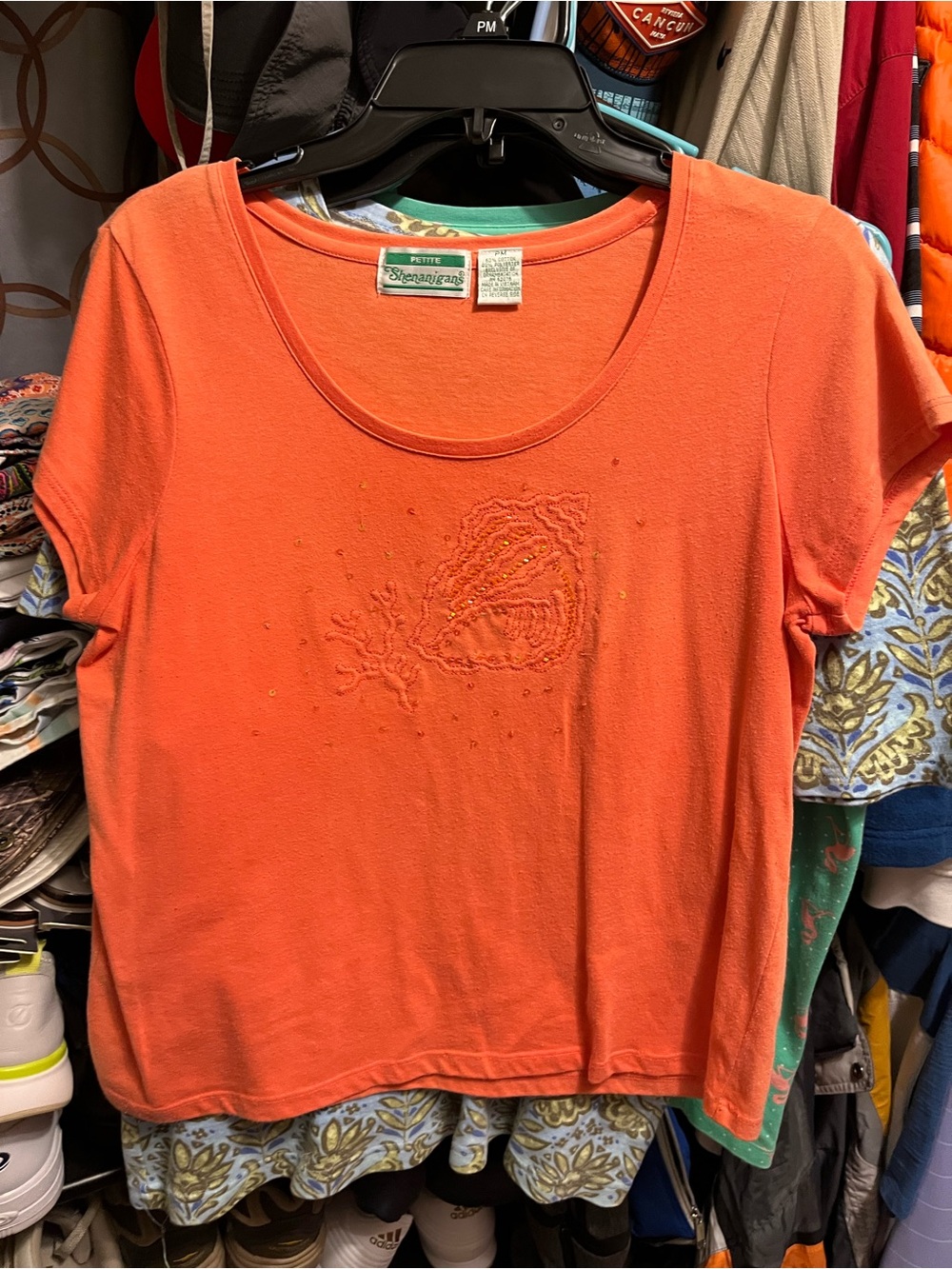 Shenanigans Petite Orange Embroidered Short-Sleeve Tee